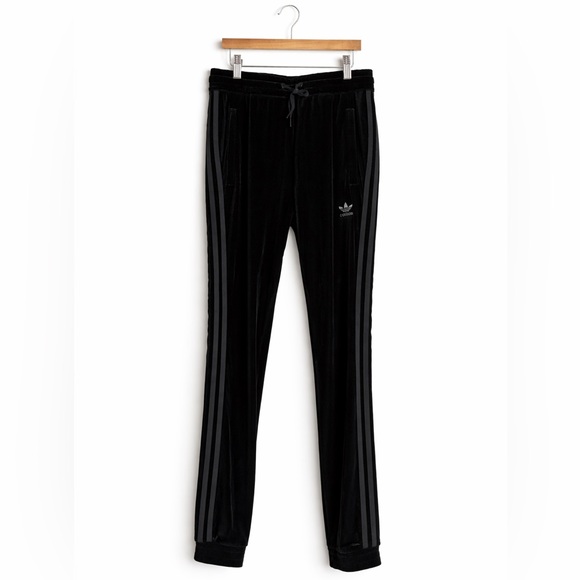 Adidas Black Velour Track Pants Women’s Y2K Athleisure Velvet XS - Picture 2 of 9
